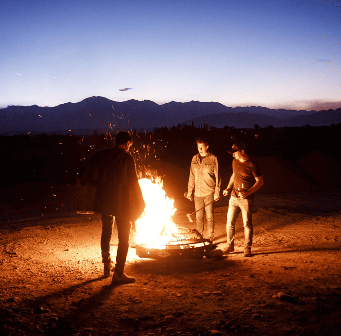 A fire pit at Raquis, Mendoza