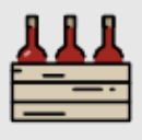 Wine bottles in crate icon