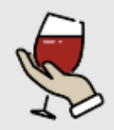 Hand holding wine glass icon