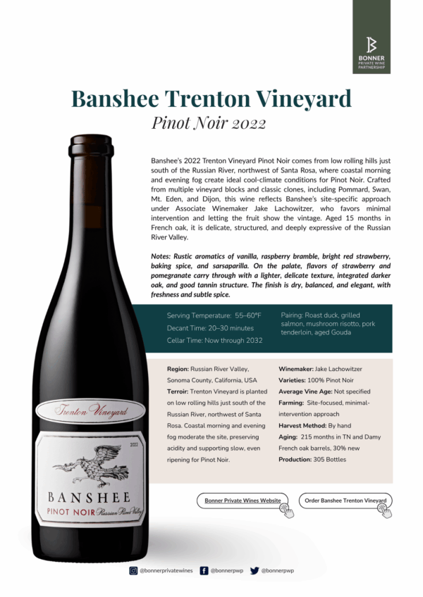 Banshee Trenton Vineyard Pinot Noir 2022