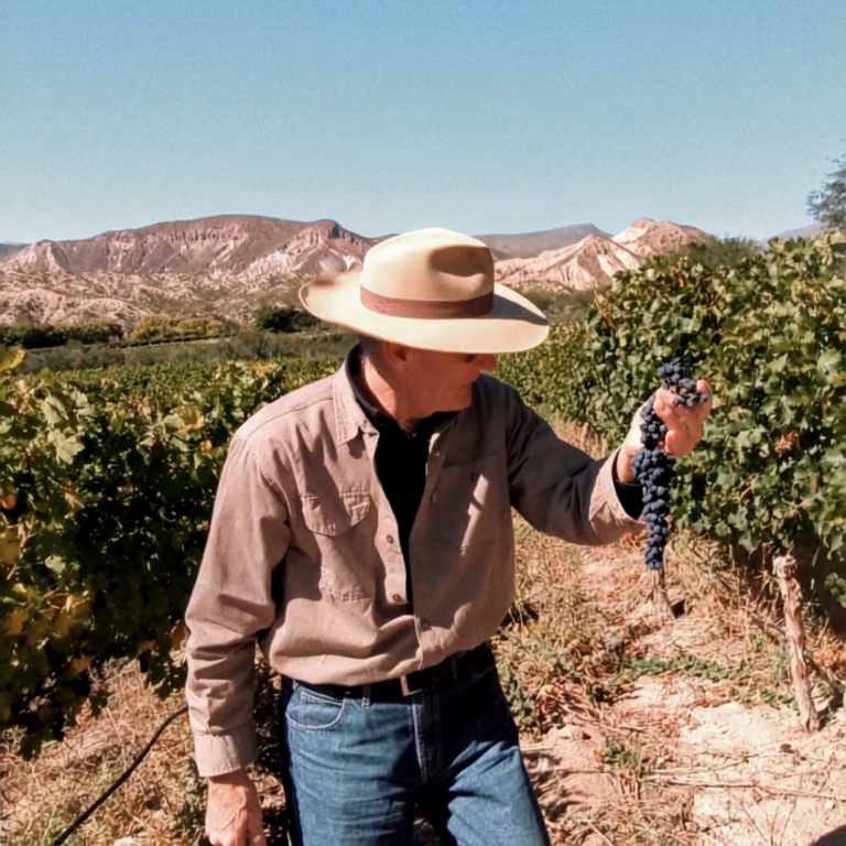 Bill Bonner in the vineyard at Finca Gualfín, Argentina
